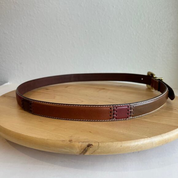 Fossil Tan Genuine Leather Patchwork Solid Brass Buckle Belt Size XL main image 7